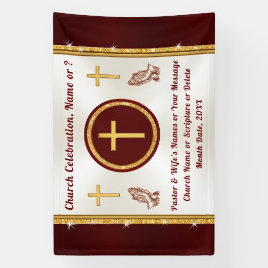 パーソナライズされた、任意の大事な行事の教会バナー 横断幕 (縦)