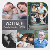 パーソナライズされた，写真コラージュ，家族懇親会 スクエアシール (正面)