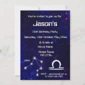 パーソナライズされた〔占星術の〕十二宮図リブラ銀河系パーティー 招待状 (正面)