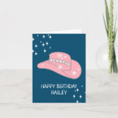 パーソナライズされた〔占星術の〕十二宮図蠍座女性のカーボーイハット誕生日 カード (正面)