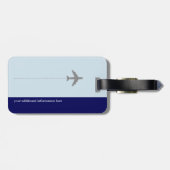パーソナライズされた(名前+イニシャル)が青い飛行機を旅行 ラゲッジタグ (裏面横)