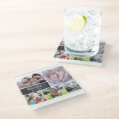 パーソナライズされた，家族，写真のコラージュ ガラスコースター (アングル)