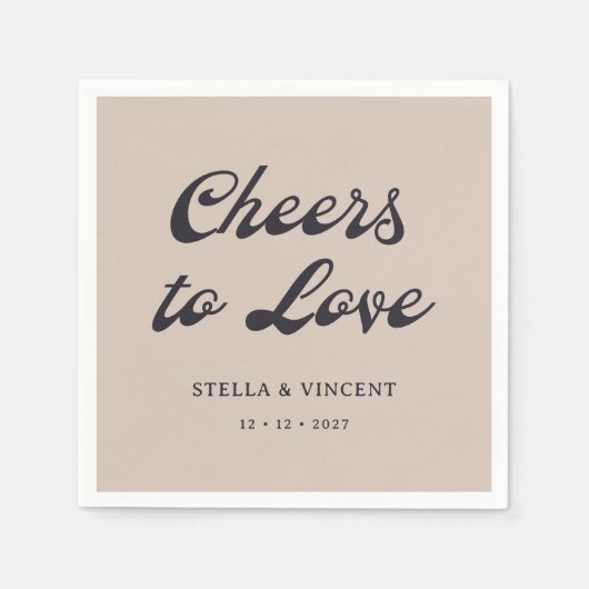 パーソナライズされた「愛する応援クラシック」の結婚 スタンダードカクテルナプキン (正面)