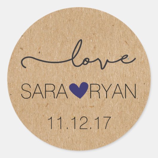 パーソナライズされた, "愛素朴"ステッカー ラウンドシール (正面)