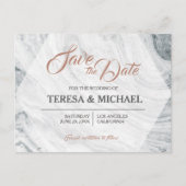 パーソナライズされた、日付を保存する、大理石結婚の 案内ポストカード (正面)