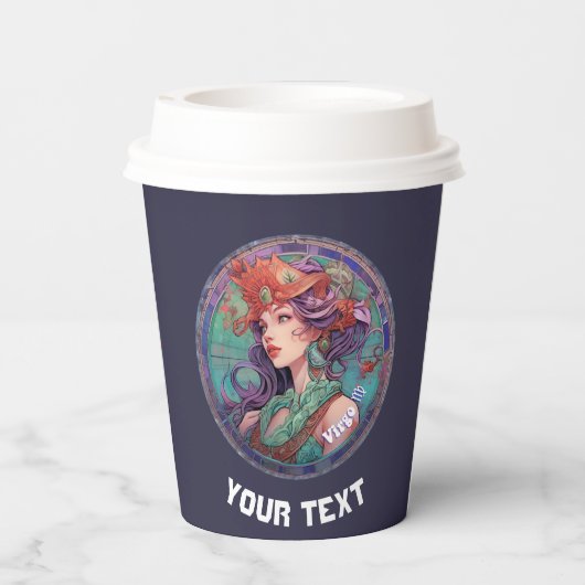 パーソナライズされた《星座》乙女座〔占星術の〕十二宮図標識紙カップ 紙コップ (裏面)