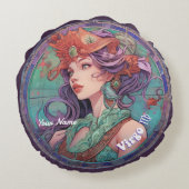 パーソナライズされた《星座》乙女座〔占星術の〕十二宮図 ラウンドクッション (裏面)