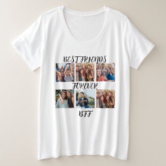 パーソナライズされた「最高のFriends Forever」写真テンプレート プラスサイズTシャツ (デザイン正面)