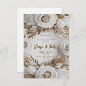 [パーソナライズされた]白・金ゴールド結婚式招待状 招待状 (正面/裏面)