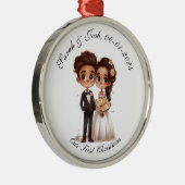 パーソナライズされた、私たちの初めてのクリスマスカスタムギフト メタルオーナメント (右)