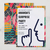 パーソナライズされた「秘密を守れる？」サプライズパーティー 招待状 (正面/裏面)