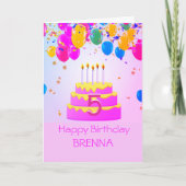 パーソナライズされた!第5誕生日カスタムカード カード (正面)