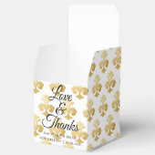 パーソナライズされた（紋章の）フラ・ダ・リ結婚金ゴールド フェイバーボックス (オープン)