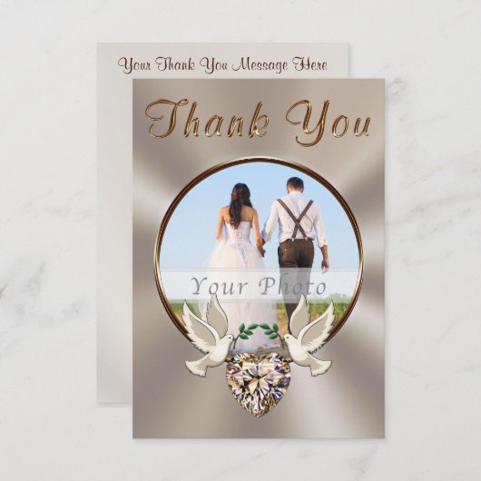 パーソナライズされた,結婚のサンキューカードと写真 サンキューカード (正面/裏面)