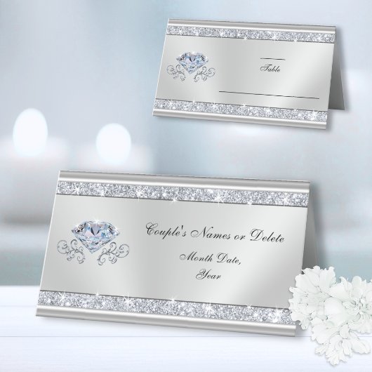 パーソナライズされた、結婚のシーティングカード、ダイヤモンド プレイスカード