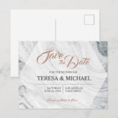 パーソナライズされた、結婚式の日を保存、 マーブルウェディング 案内ポストカード (正面/裏面)