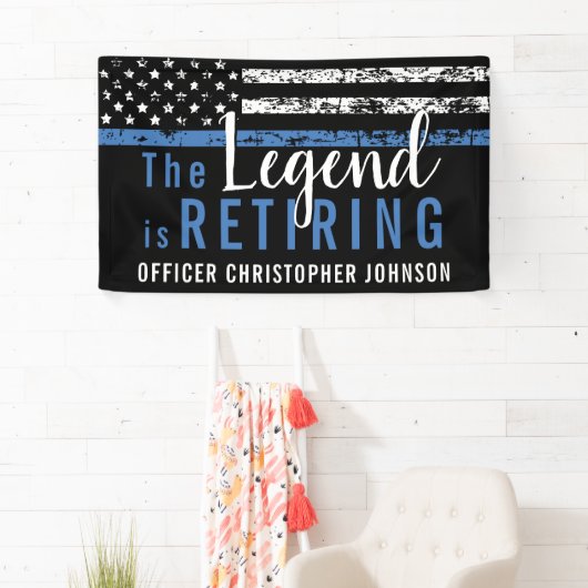 パーソナライズされた 薄い青いライン 警察官 引退祝い 横断幕 (インサイチュ)