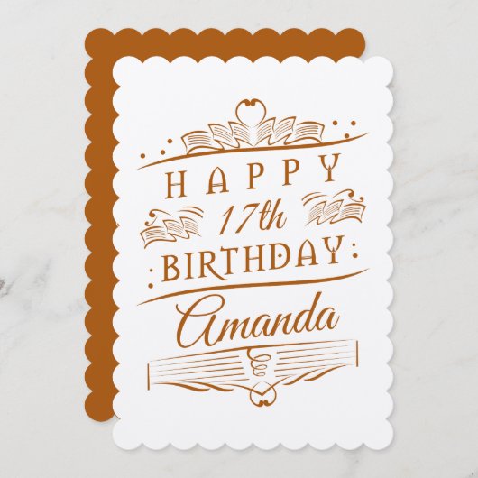 パーソナライズされた -誕生日カードブラウンバージョン カード (正面/裏面)