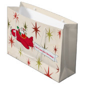 パーソナライズされた，赤い飛行機&サンタ，初めてのクリスマス ラージペーパーバッグ (正面アングル)
