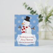 パーソナライズされた:雪だるまメリークリスマスハガキ シーズンポストカード (スタンド正面)