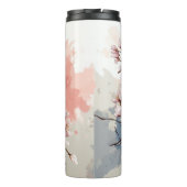 パーソナライズされた(鳥)ショウジョウコウカンチョウと花サーマルタンブラー タンブラー (裏面)