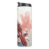 パーソナライズされた(鳥)ショウジョウコウカンチョウと花サーマルタンブラー タンブラー (回転右)