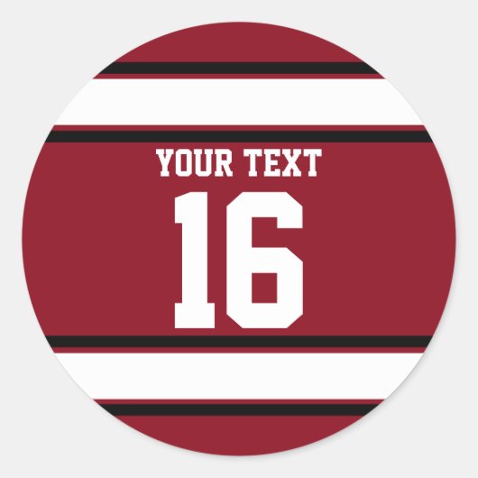 パーソナライズされた（鳥）ショウジョウコウカンチョウレッド&ブラックスポーツストライプズ ラウンドシール (正面)