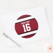 パーソナライズされた（鳥）ショウジョウコウカンチョウレッド&ブラックスポーツストライプズ ラウンドシール (封筒)