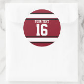 パーソナライズされた（鳥）ショウジョウコウカンチョウレッド&ブラックスポーツストライプズ ラウンドシール (バッグ)