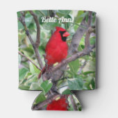 パーソナライズされた（鳥）ショウジョウコウカンチョウ – バックヤードバードクーラーボックス 缶クーラー (裏面)