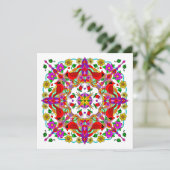 パーソナライズされた（鳥）ショウジョウコウカンチョウ&フラワーマンダラ誕生日 カード (スタンド正面)