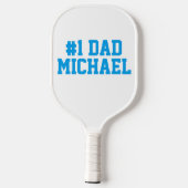パーソナライズされた#1パパ父の日ブルーホワイト ピックルボールラケット (裏面)