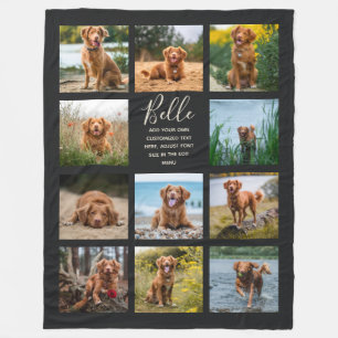 パーソナライズされた 11フォトコラージュブラック フリースブランケット