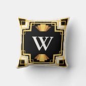 - パーソナライズされた 1920s金ゴールドおよび黒の幾何学的スタイル クッション (裏面)