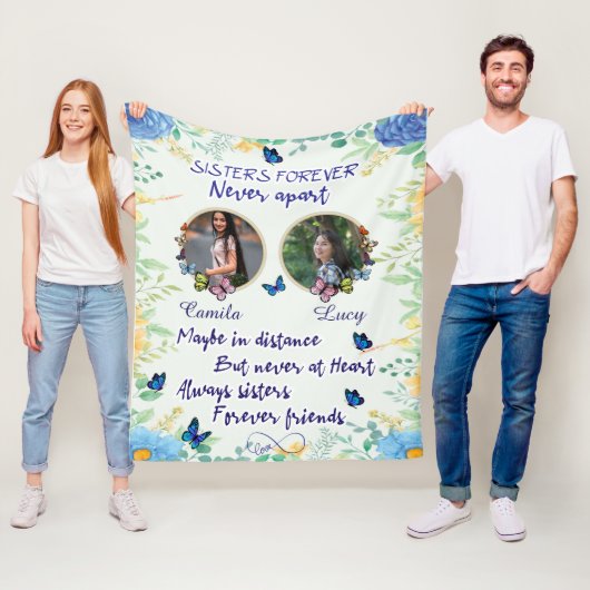パーソナライズされた 2フォトコラージュクリスマスギフトシスター フリースブランケット (インサイチュ)