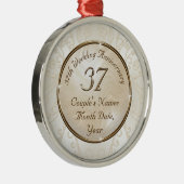 パーソナライズされた, 37年のギフト結婚した,オーナメント メタルオーナメント (右)