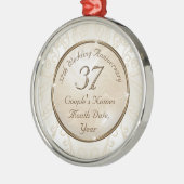 パーソナライズされた, 37年のギフト結婚した,オーナメント メタルオーナメント (左)