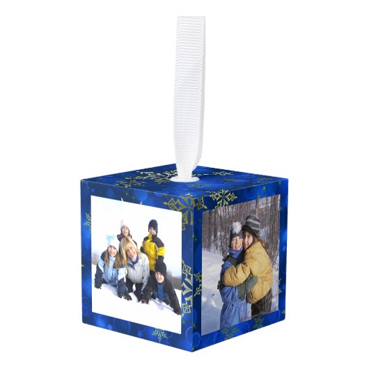 パーソナライズされた 4フォトキューブオーナメント キューブオーナメント (正面アングル)