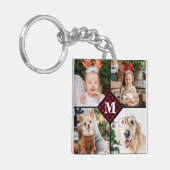 パーソナライズされた 4フォトレッドバッファロープレイドモノグラム キーホルダー (正面左)
