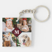 パーソナライズされた 4フォトレッドバッファロープレイドモノグラム キーホルダー (裏面)