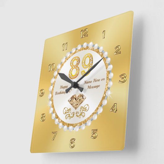 パーソナライズされた, 89誕生日ギフトアイディア, 素晴らし スクエア壁時計 (傾斜)