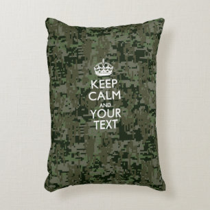 パーソナライズされた CALM保 AND YOUR TEXT on迷彩柄 アクセントクッション