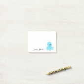 パーソナライズされた Fat Blue Octopusメモ帳 ポストイット (デスク上)