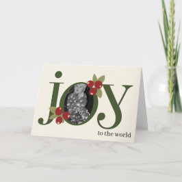 パーソナライズされた JOY フラワー クリスマスフォトカード カード