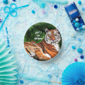 パーソナライズされた - Lazy Tiger -誕生日紙プレート ペーパーボウル (パーティー)