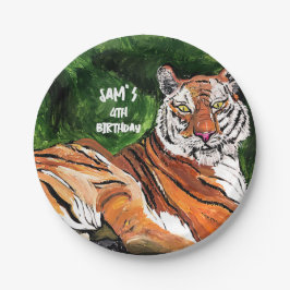パーソナライズされた - Lazy Tiger -誕生日紙プレート ペーパーボウル
