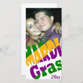 パーソナライズされた Mardi Gras 20xxパーティーフォトカード (正面/裏面)