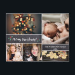 パーソナライズされた, Merry Christmas, Chalkboard，写真 シーズンポストカード<br><div class="desc">あなたの美しい家族の写真は、暖かい願いを送るこの時期に共有されるに値する。こカスタマイズのコラージュのデザインと家族の挨拶でパーソナライズ。コレクションから他の部分を見つける。</div>