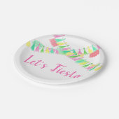 パーソナライズされた papel picado タッセル ピンク 緑 フェミニン ペーパープレート (アングル)