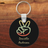 パーソナライズされた: Peace Sign Keychain キーホルダー (正面)